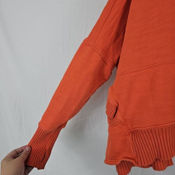 Free People Solid Honey Dove Pullover Sweatshirt In Morning Burst Orange Sz Med - Picture 5 of 10
